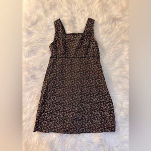 Paul Harris Design black dress with berry red,blue and green design size: S/M